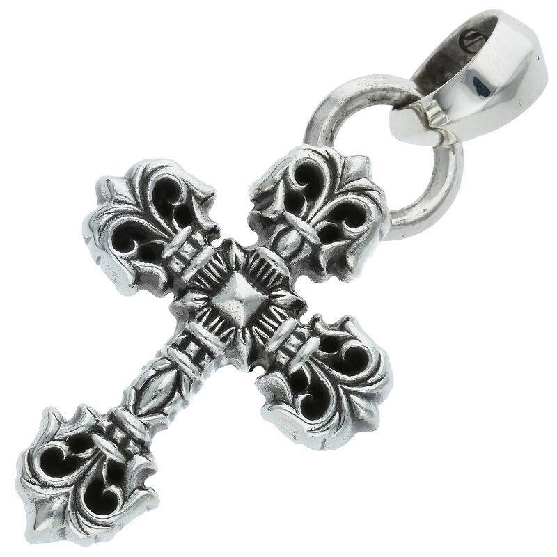 クロムハーツ Chrome Hearts FILIG/CROSS-XSM W/BALE/フィリグリークロスXSベイル wベイル/シルバーネックレストップ 中古 SS07_画像1