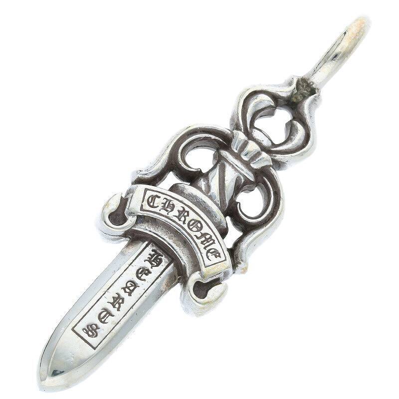 クロムハーツ Chrome Hearts DOUBLE DAGGER/ダブルダガー ペンダント/シルバーネックレストップ 中古 OS06_画像1