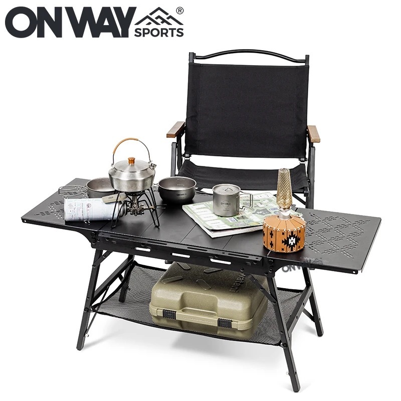 第三世代 ONWAY IGTテーブル アルミIGTローテーブル フラットバーナーテーブル OW-5643-PLUS igtアウトドアテーブル ブラック ケース付 5_画像2