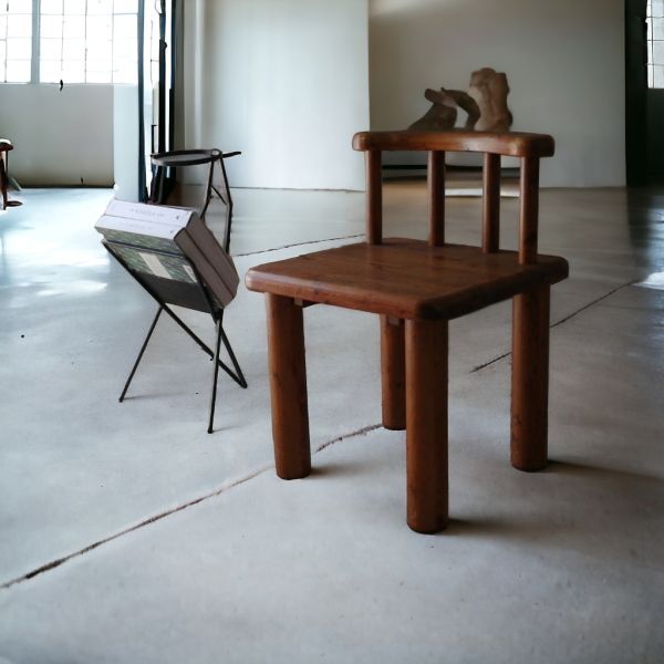 Primitive French Solid Pine Chair 希少 民藝 工芸 彫刻 無垢材 天然木 チェア ペリアン プリミティブ スツール イサムノグチ ペリアン_画像2