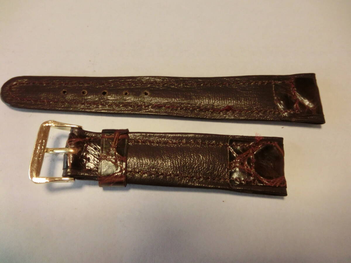  Vintage * Showa era * unused * home storage * men's * leather belt * crocodile * dark brown * rug 19mm* tail pills width 15mm*0514-02