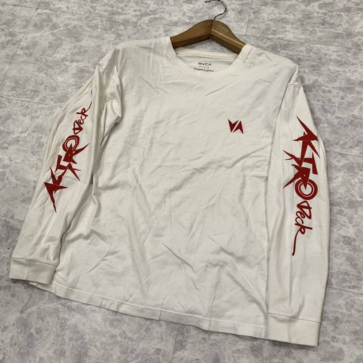 MM ▼ 都会のカジュアルウェア '着心地抜群' RVCA ルーカ サイドプリント コットン100% 長袖 Tシャツ / カットソー size:M メンズ トップス_画像1