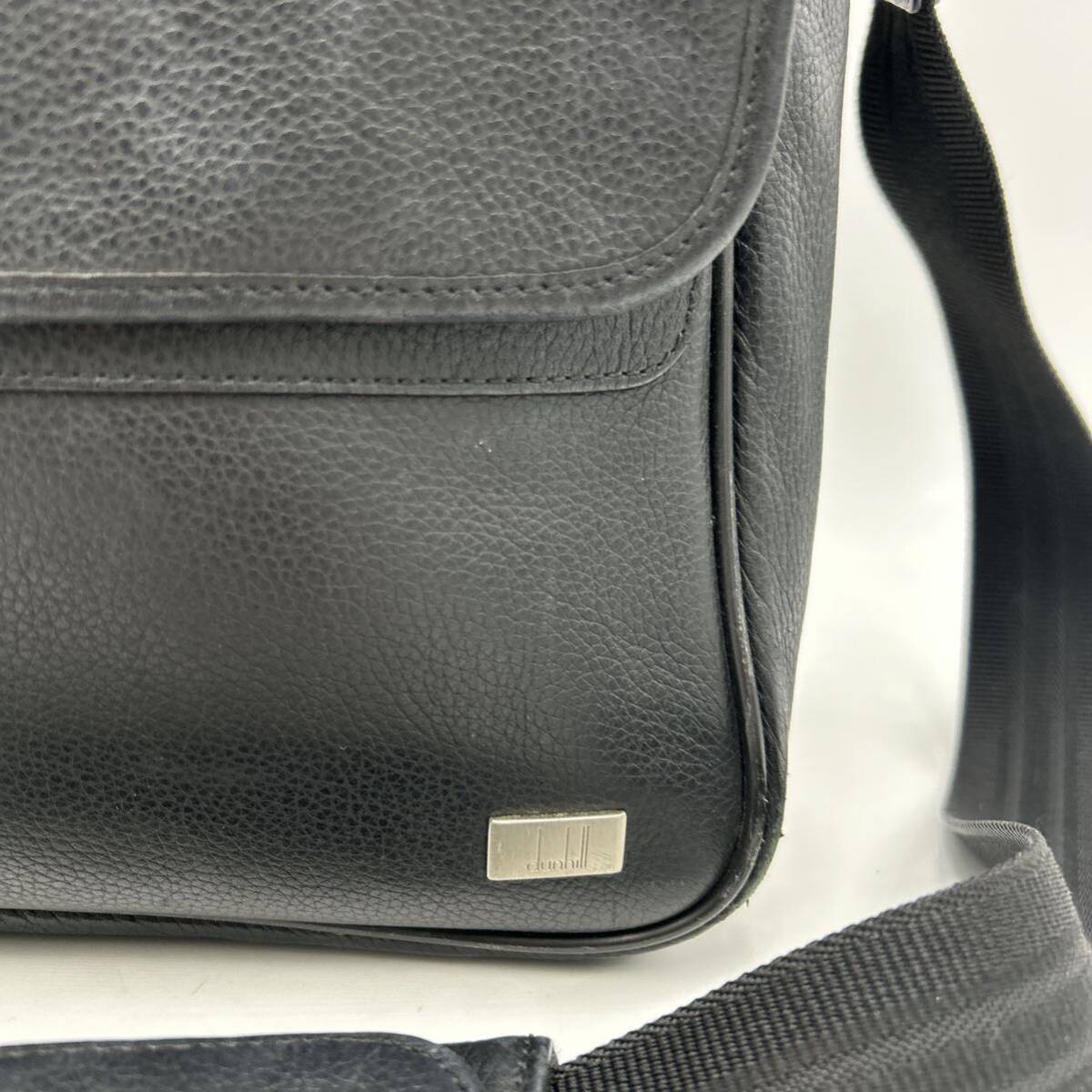 B ■ 極上レザー使用 '高級紳士鞄' dunhill ダンヒル 本革 ビジネスバッグ メッセンジャーバッグ 斜め掛け鞄 ショルダーバッグ BLACK 黒の画像2