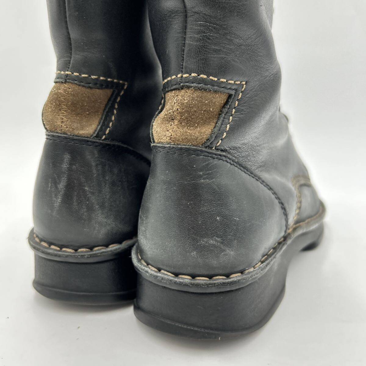 B ■ 極上レザー使用 '履き心地抜群' Clarks クラークス 本革 LEATHER ハイカット ブーツ UK4.5 23.5cm レディース 婦人靴 シューズ 黒系の画像5