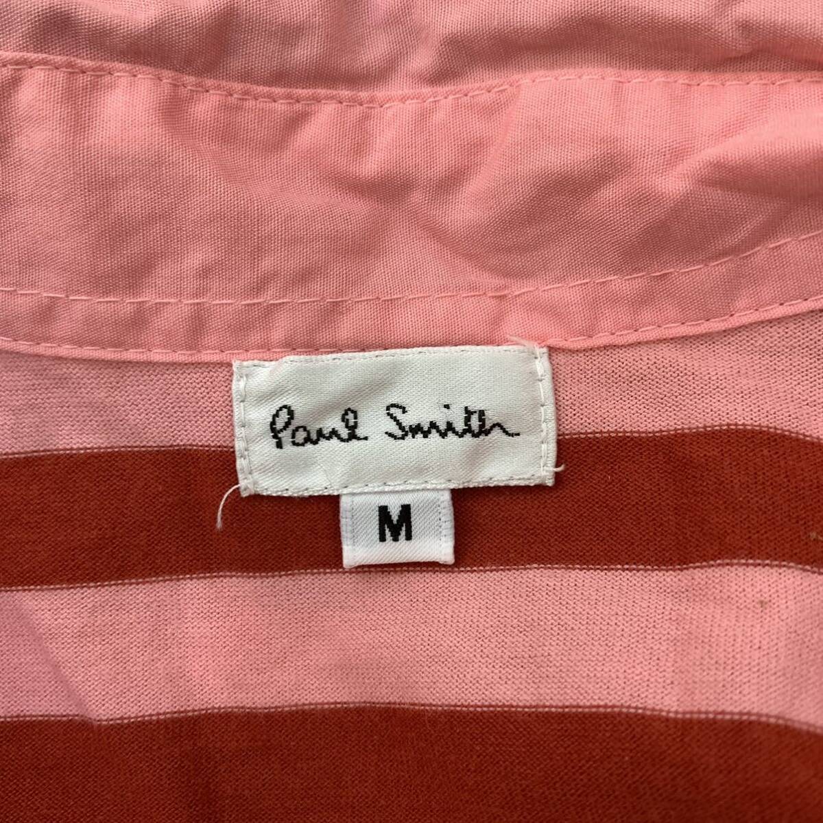 FF ▼ 都会のカジュアルウェア '日本製' Paul Smith ポールスミス ボーダー柄 コットン100% 長袖 ポロシャツ size:M レディース トップス_画像6