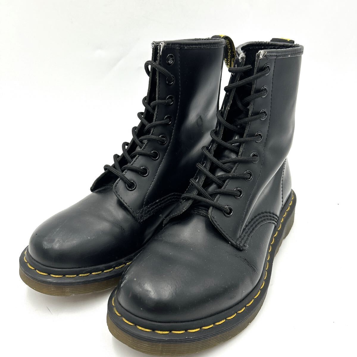 F #.. was done design \' popular yellow stitch \' Dr.Martens Dr. Martens original leather 8EYE race up boots leather shoes UK6 25cm gentleman shoes 