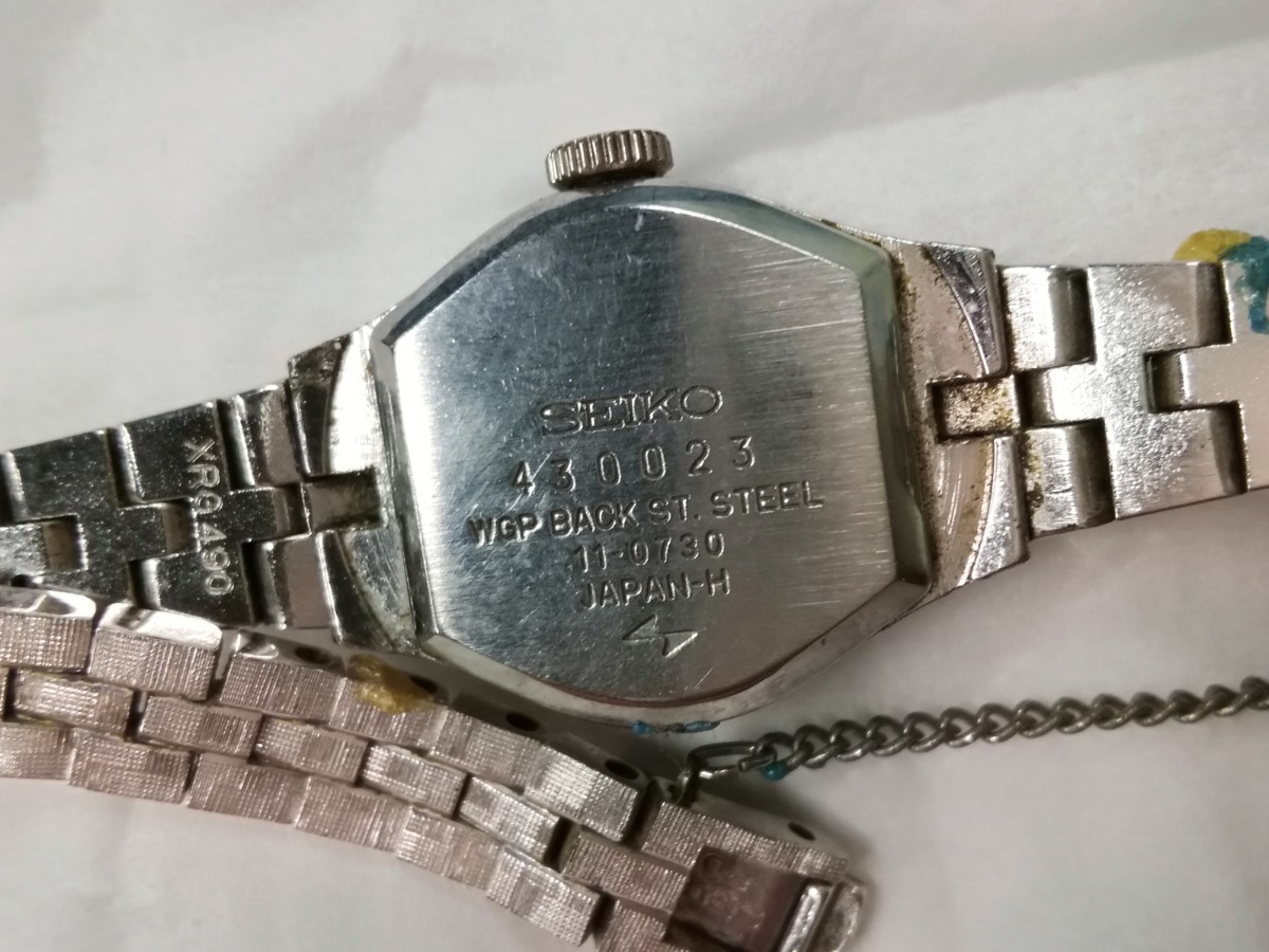 g_t R190 ☆SEIKO セイコー 21JEWELS 11-0730 手巻き式 グリーン文字盤 レディース腕時計 不稼動品☆ 【現状品】_画像4