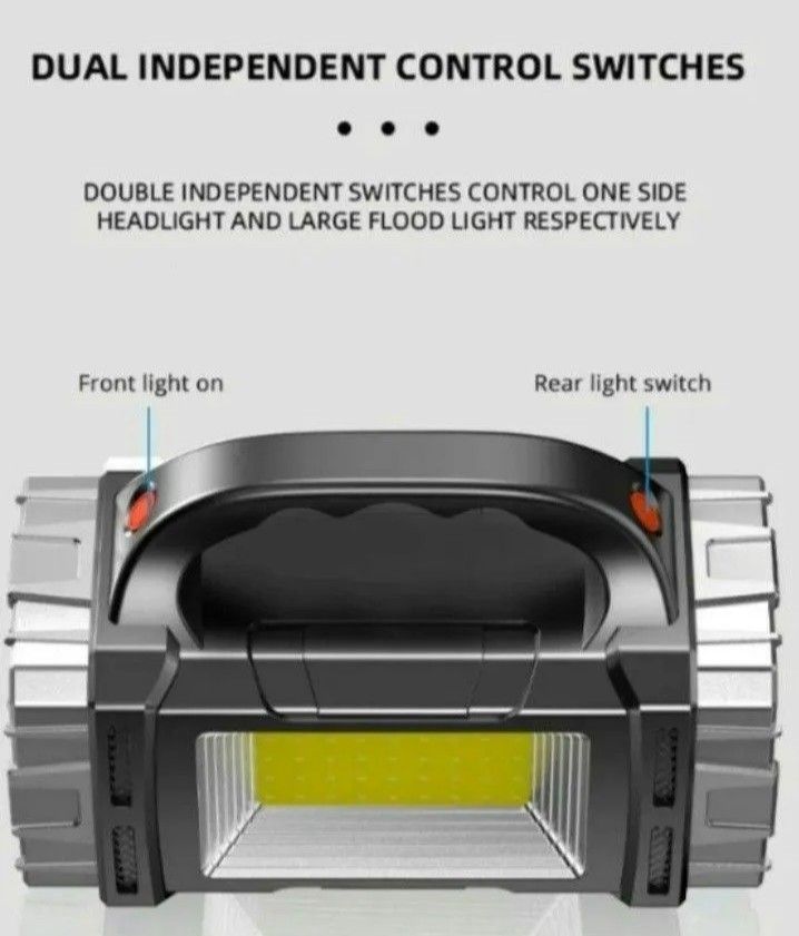 【NEW】懐中電灯 LED 多機能 充電式 2ライト.1COB 7モード ソーラーパネル装備 IP44防水 シルバー 