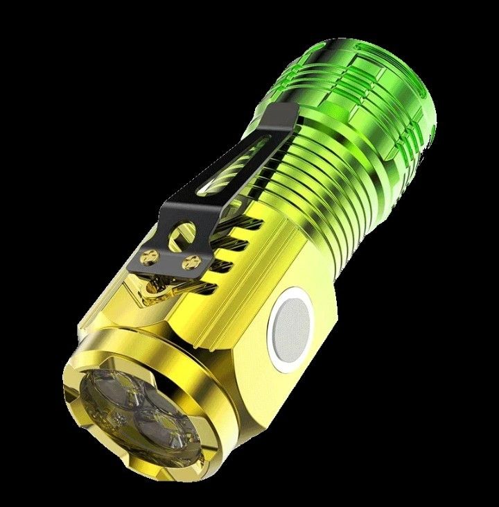 【NEW】3LED ミニ懐中電灯 高輝度ハンディライト type-C充電式 防水機能 ベルトフック、マグネット装備  レインボー！