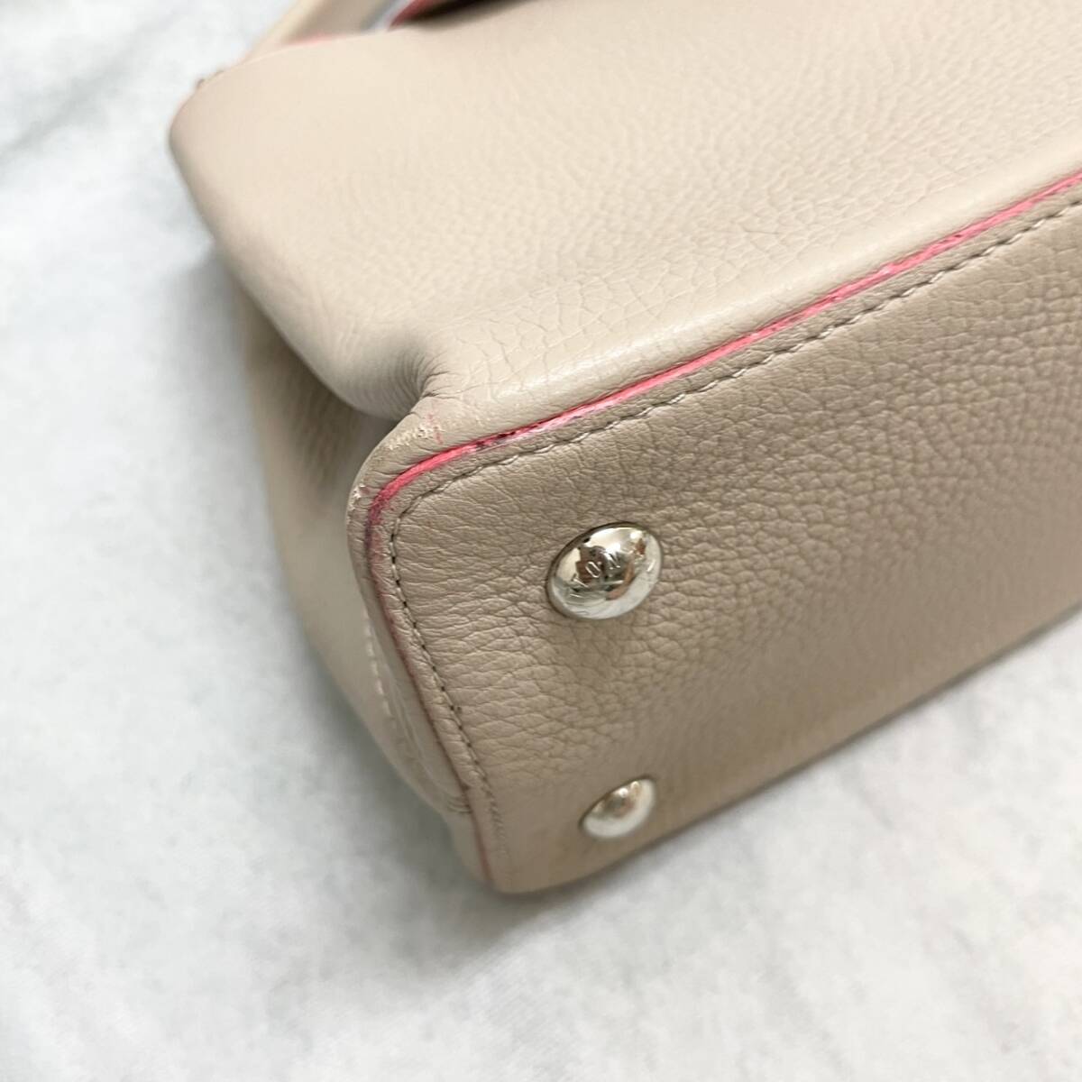 1円〜美品 LOUIS VUITTON ルイヴィトン　カプシーヌMM　トリヨン　ベージュ　ハンドバック