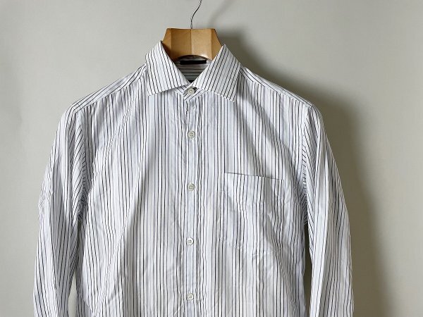 ★【送料無料 国内正規品】日本製 Paul Smith LONDON（ポールスミス ロンドン）コットン100% ストライプ 長袖 ドレス シャツ M ホワイト系_画像3