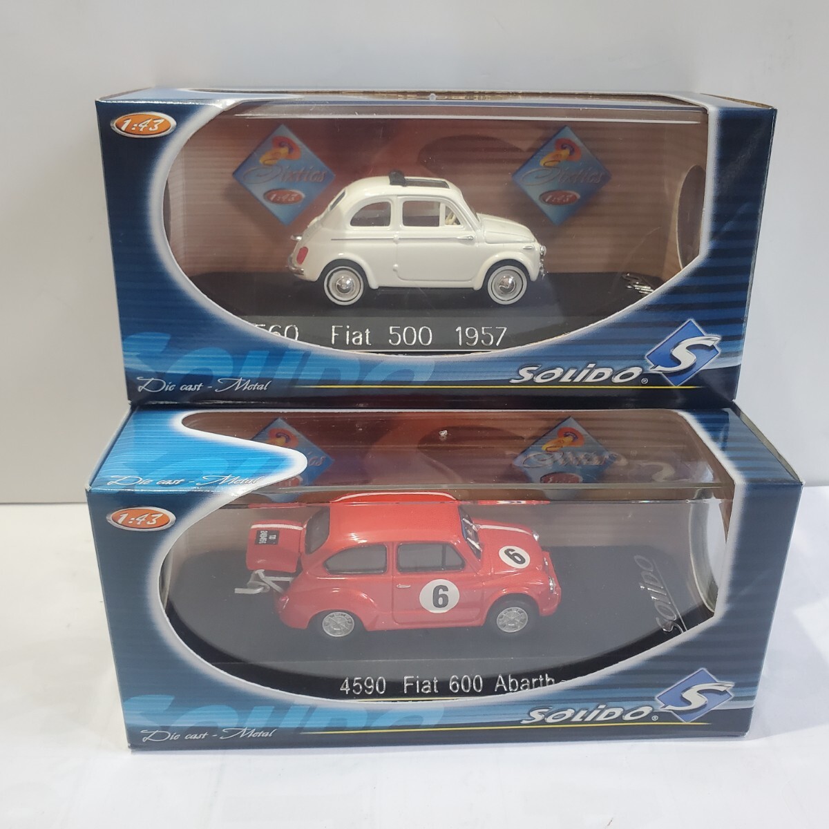 Solido Solido 1/43[FIAT 500 1957 white ].[FIAT 600 ABARTH red ]2 pcs. set new goods unused France made 301