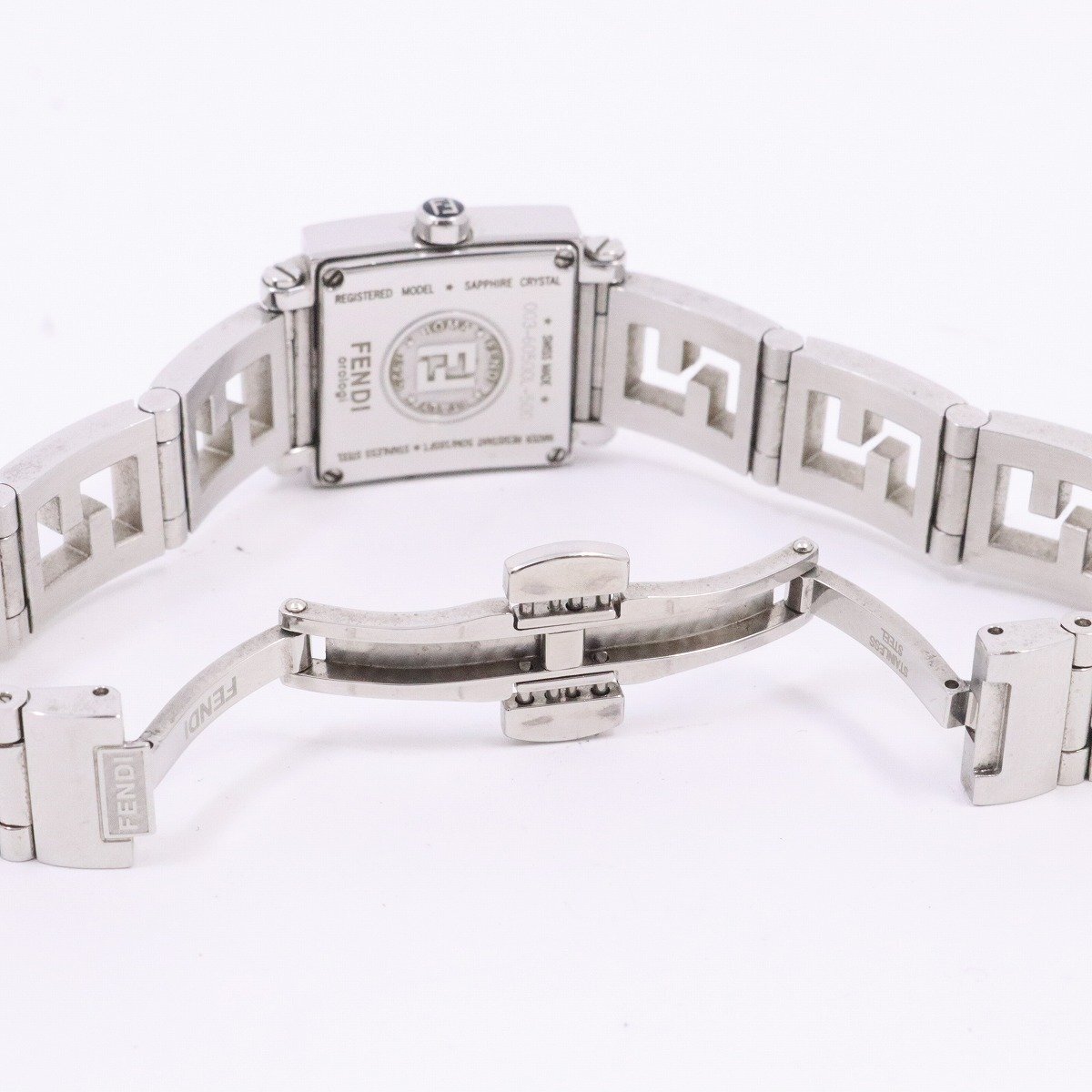  Fendi 60500Lk Ad ro Mini quartz lady's wristwatch black × shell face original SS belt [... pawnshop ]