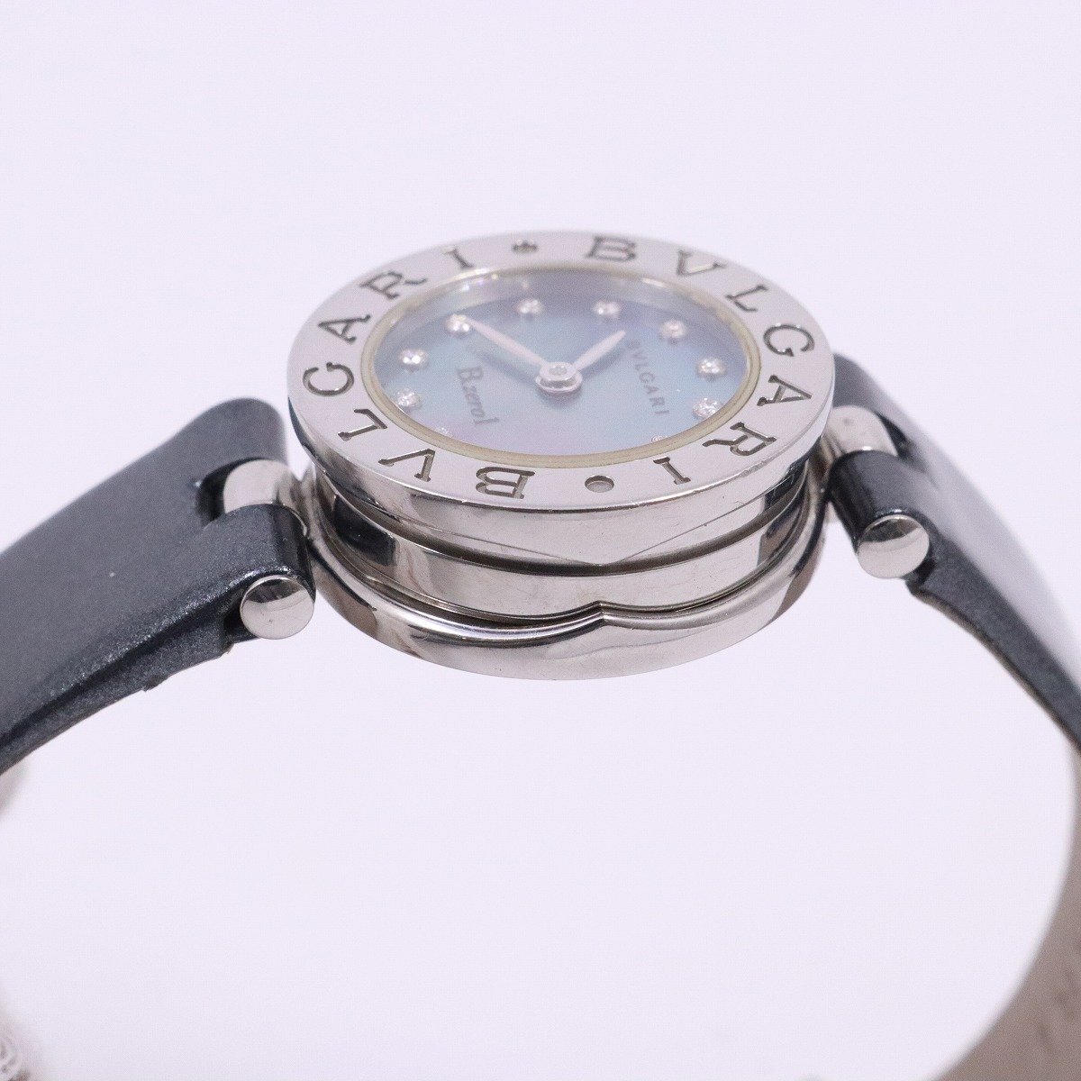  BVLGARY B-zero1 кварц женские наручные часы 12P с бриллиантом голубой ракушка циферблат оригинальный оттенок голубого эмаль ремень BZ22S[... ломбард ]