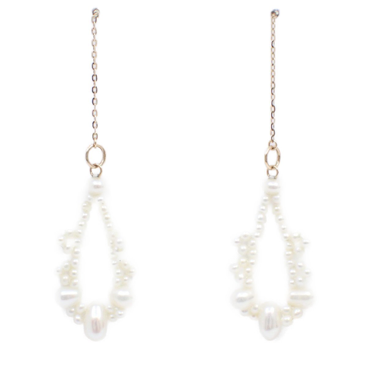 NOJESS Nojess chain american earrings K10/ pearl [... pawnshop ]