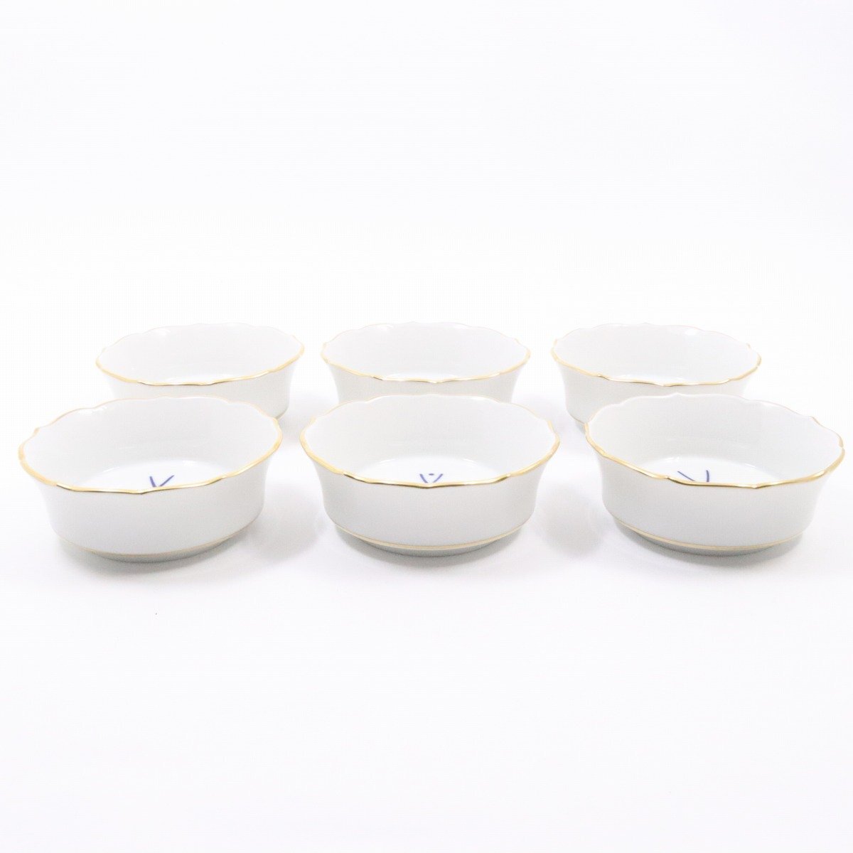 【希少品】MEISSEN マイセン 歴代双剣マーク ボウル 小鉢 小皿 金彩 6客 ホワイト【いおき質店】_画像2