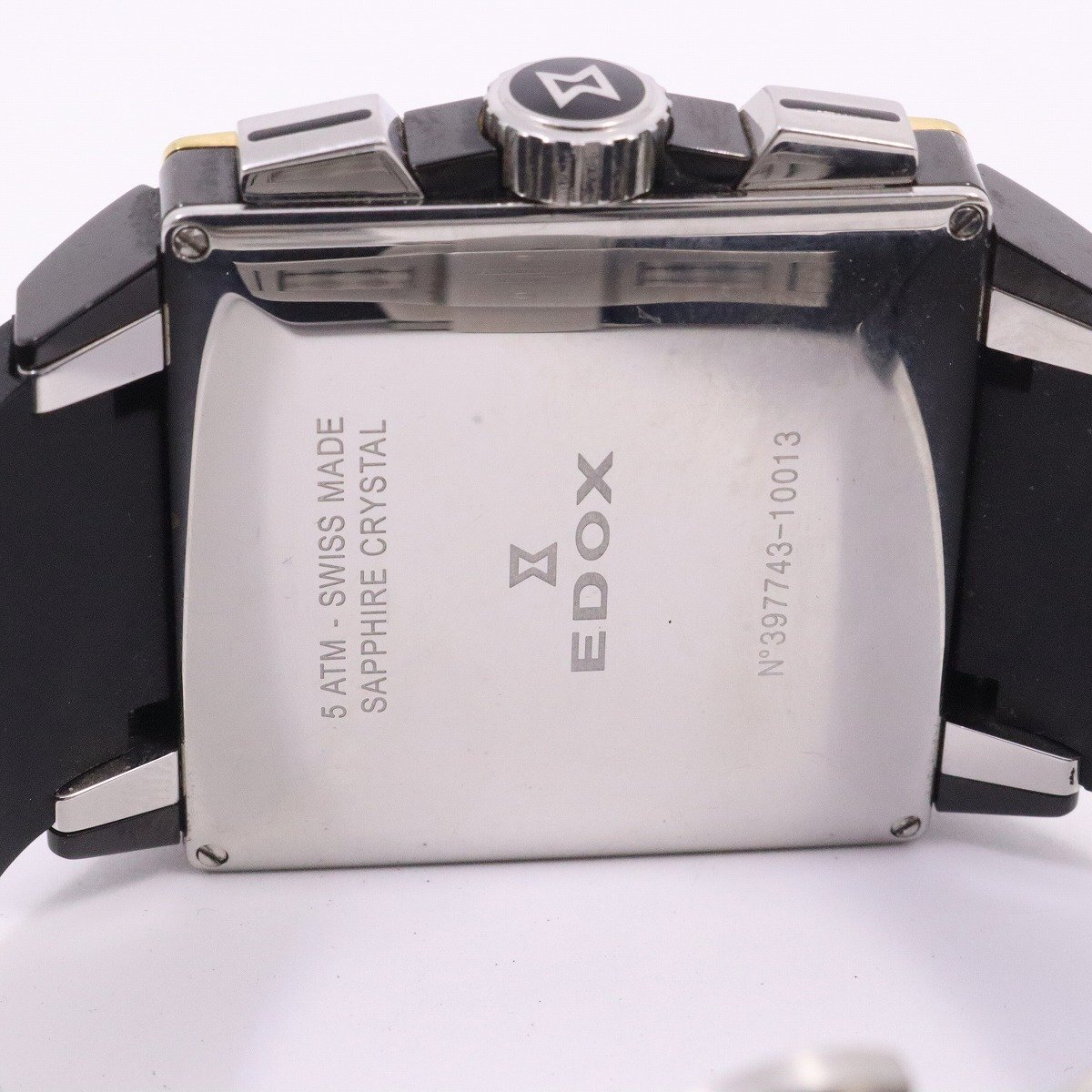 【訳あり品】EDOX エドックス クラスロイヤル クロノグラフ クォーツ メンズ 腕時計 ブラック×ゴールド 純正ベルト 10013【いおき質店】_画像9