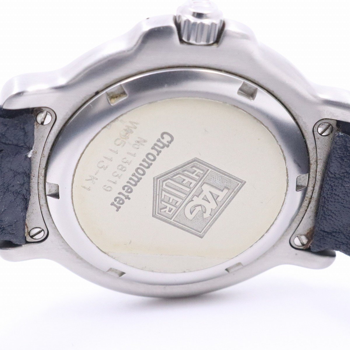  TAG Heuer 6000 Chrono meter self-winding watch men's wristwatch blue face original leather belt WH5113[... pawnshop ]