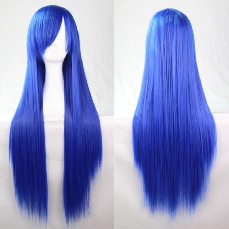 * бесплатная доставка * распорка длинный парик 80cm синий blue костюм костюмированная игра мелкие вещи аниме игра manga (манга) Halloween маскарадный костюм 
