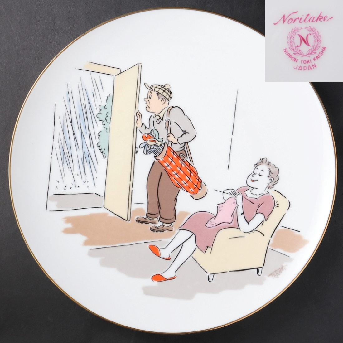 ◆◇Noritake ノリタケ 1950年代～60年代頃？ 飾り皿 27cm TERANO テラノ ゴルフ 大皿 プレート 飾皿◇◆