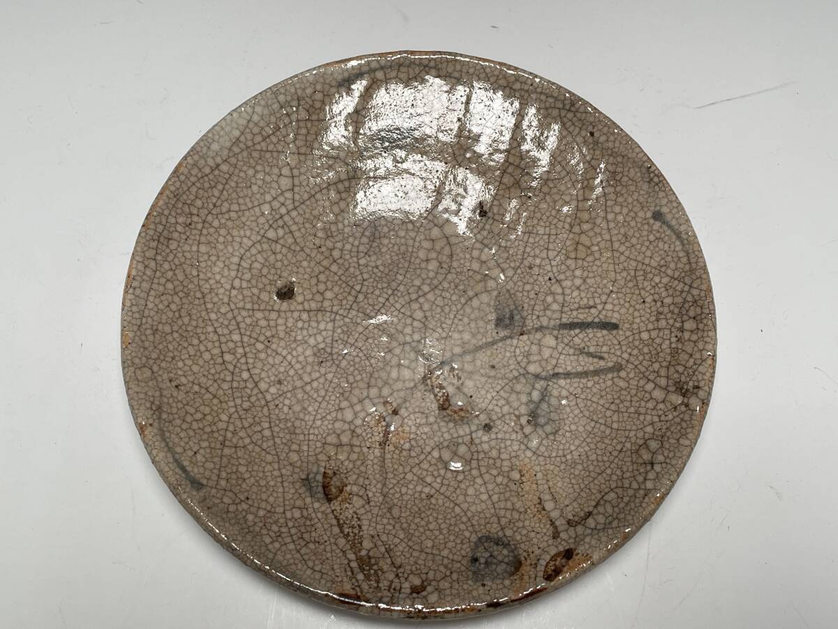 【古民芸】 江戸期 古瀬戸 行燈皿 石皿 二点一括売り 鉄絵 油皿 の画像7