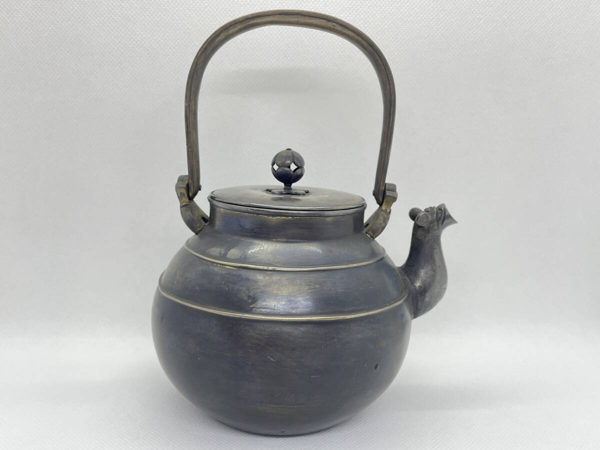 【買取品】煎茶道具 いぶし銀瓶 獣口蔵六形 急須、鉄瓶 湯沸かしの画像4