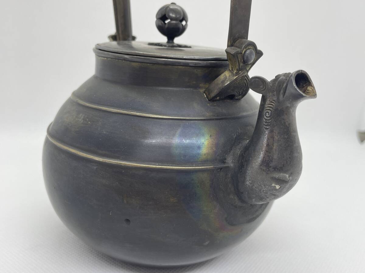 【買取品】煎茶道具 いぶし銀瓶 獣口蔵六形 急須、鉄瓶 湯沸かしの画像3