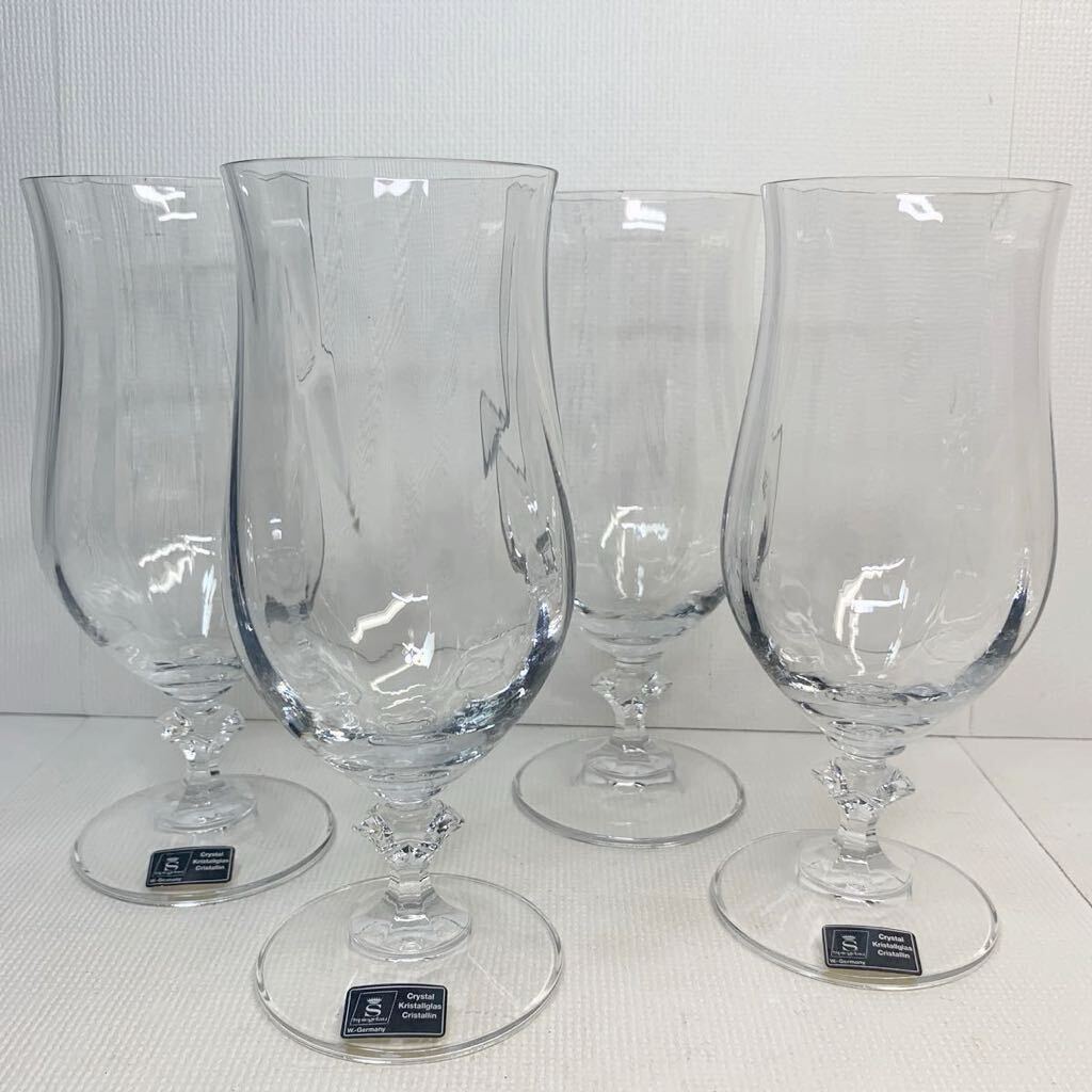 Spiegelau シュピゲラウ　ドイツ製　Crystal Kristallglas Cristallin　クリスタルグラス　4客セット　ワイングラス　シャンパングラス　_画像1