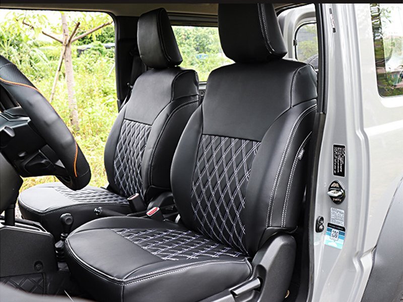  новая модель Suzuki Jimny JB64/JB74 чехол для сиденья передний кожа салон детали аксессуары custom особый дизайн передние сиденья . заднее сиденье 4 позиций комплект чёрный & белый 
