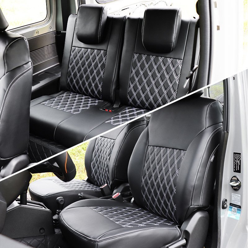  новая модель Suzuki Jimny JB64/JB74 чехол для сиденья передний кожа салон детали аксессуары custom особый дизайн передние сиденья . заднее сиденье 4 позиций комплект чёрный & белый 