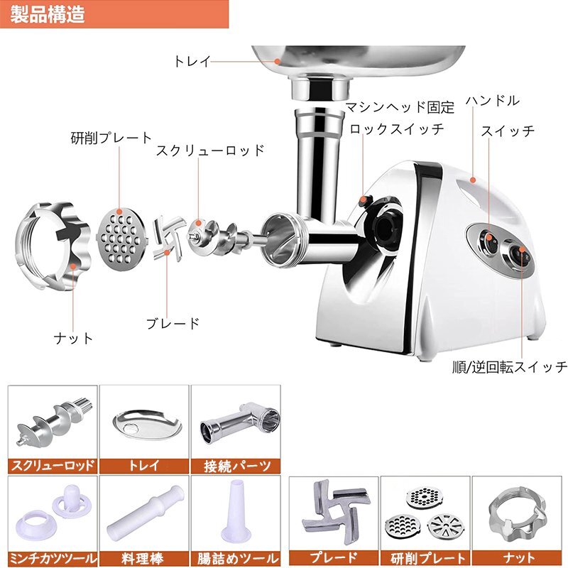  multifunction electric minsa- slice ... meat .. machine mi-to grinder meat ../ vegetable /... cut ./... many kind cut disk attaching home use 110V white 