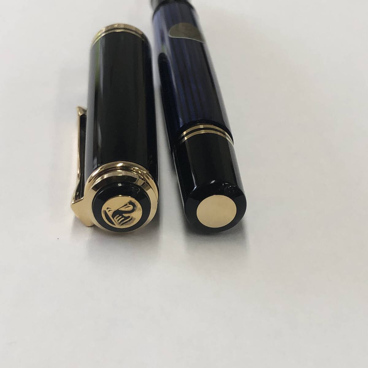 ☆希少 レア Pelikan ペリカン M800 ブルー 青縞 18C-750 M PF刻印 天冠ヒナ2羽 万年筆 !の画像7