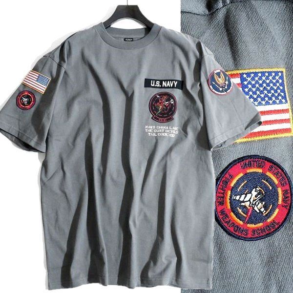 AVIREX アヴィレックス 新品 TOP GUN ダストデビル グラフィックパッチ 丸首 半袖 Tシャツ カットソー 3134046 401 2XL ▲015▼bus253usの画像1