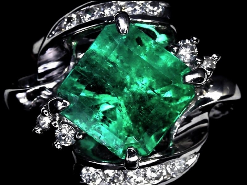  finest quality emerald × finest quality diamond diamond extra-large 3.574ct Pt900 super high class ring ring accessory approximately 10 number ^000Vbus001gi