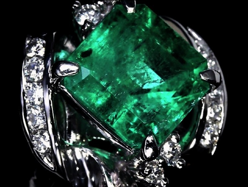  finest quality emerald × finest quality diamond diamond extra-large 3.574ct Pt900 super high class ring ring accessory approximately 10 number ^000Vbus001gi