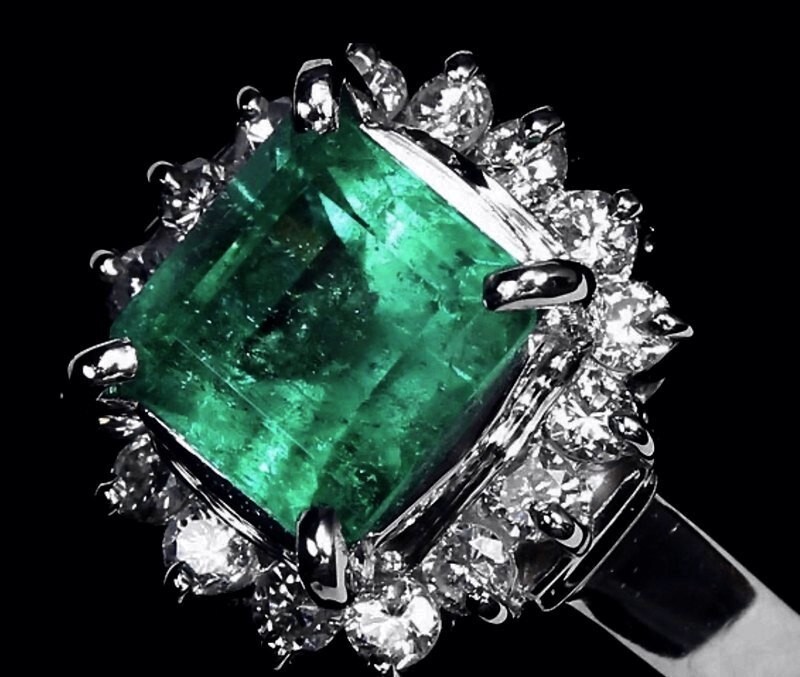  finest quality emerald × finest quality diamond diamond large grain 1.17ct Pt900 super high class ring ring accessory approximately 8 number ^627Vbus002gi