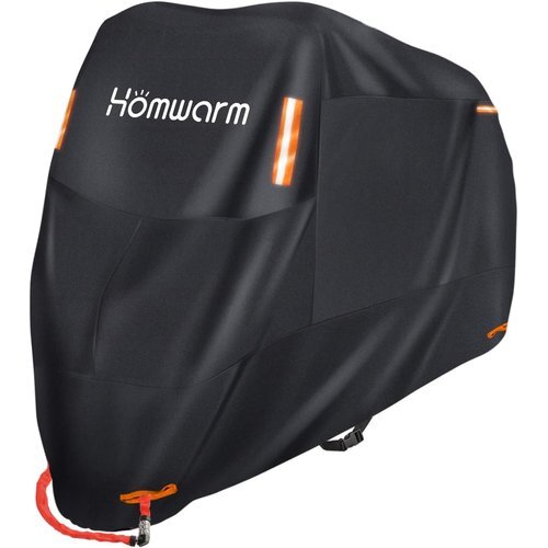 Homwarm ブラック XXL 収納バッグ付き 盗難防止 紫外線防止 防水 300D厚手 バイクカバー 12_画像1