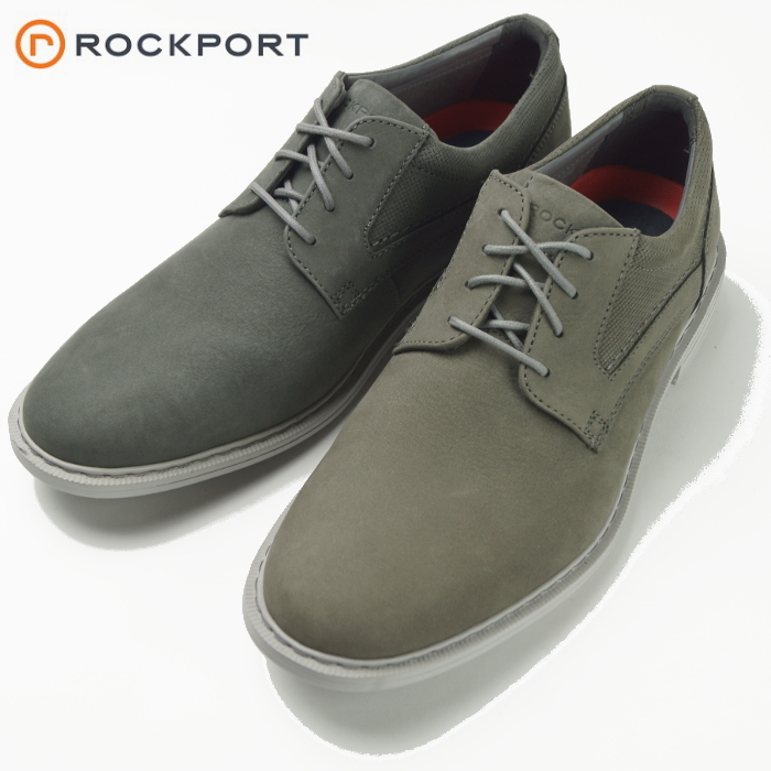 ■ ロックポート ROCKPORT タナー《軽量・クッション》プレーン ヌバック レザー カジュアル ウォーキングシューズ 26.5cm 灰グレー_画像1