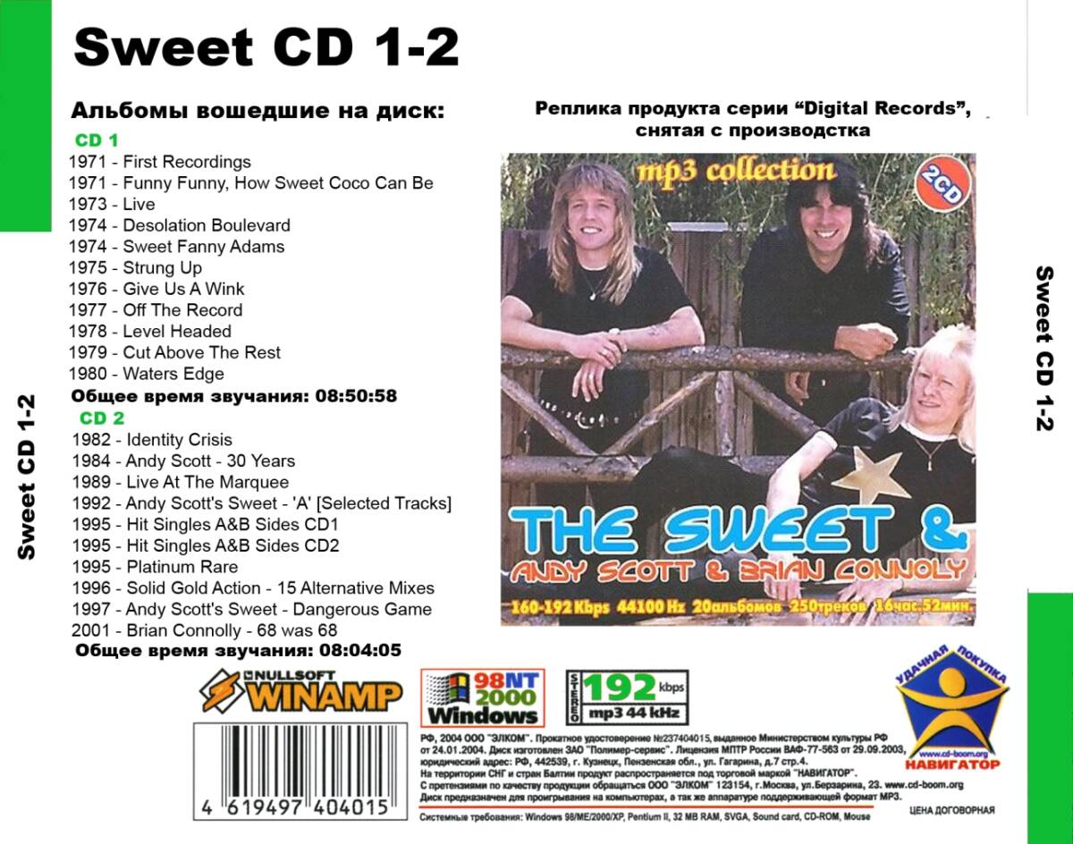 SWEET スウィート全集 20アルバム250曲 MP3CD 2P☆_画像2