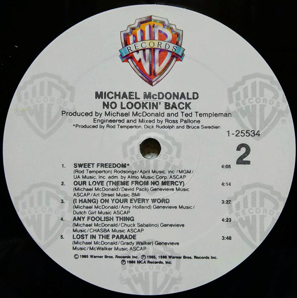 【LP AOR 洋Pop】Michael McDonald「No Lookin' Back」オリジナル US盤_Side2