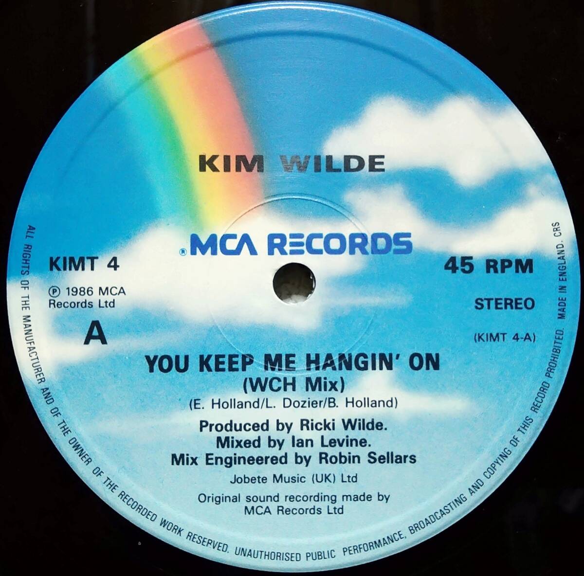 【12's 洋Pop Dance】Kim Wilde「You Keep Me Hangin' On (Extended Mix)」オリジナル UK盤_Side1