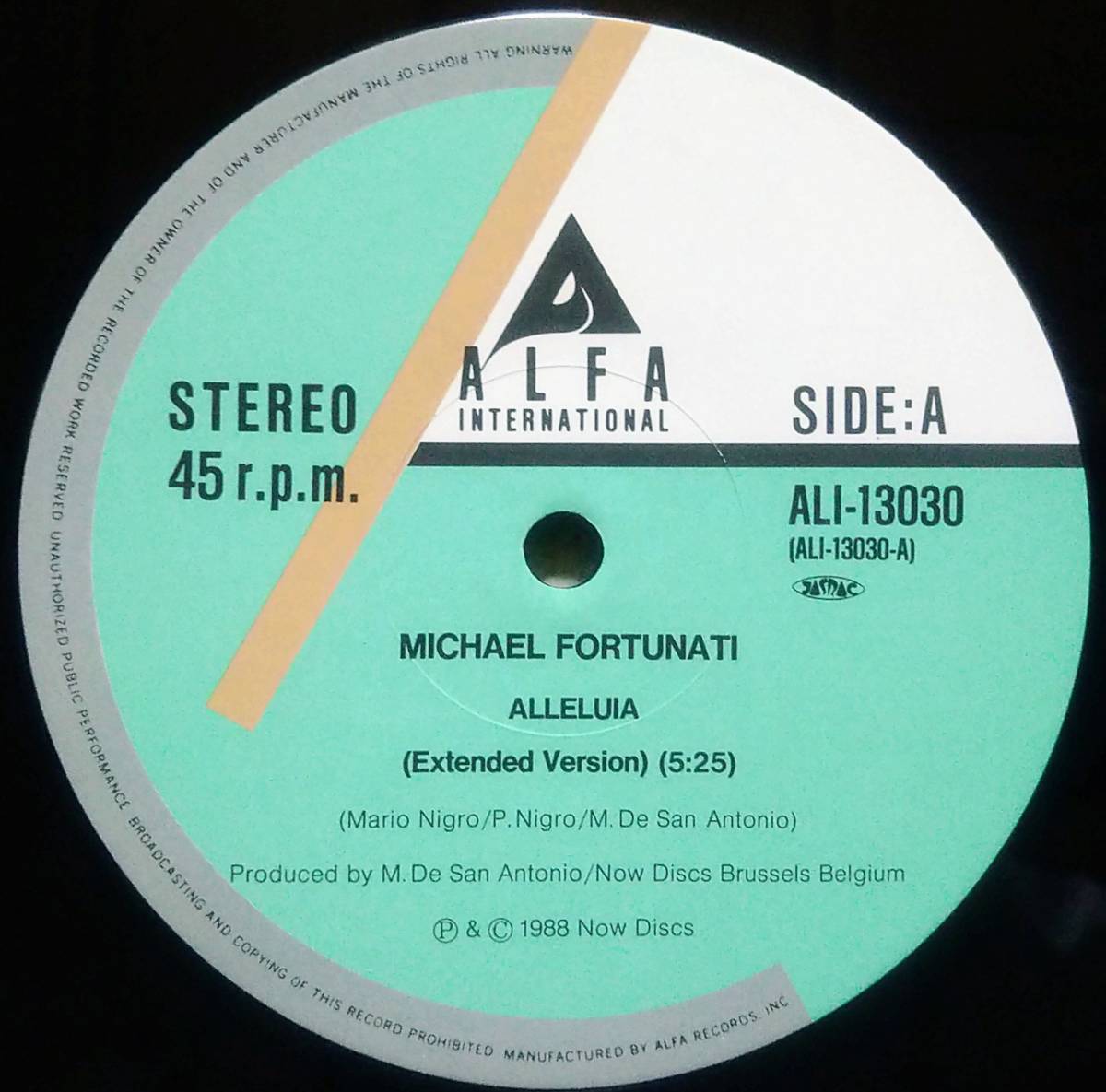 【12's Euro Beat】Michael Fortunati「Alleluia」JPN盤 未使用！_Side1