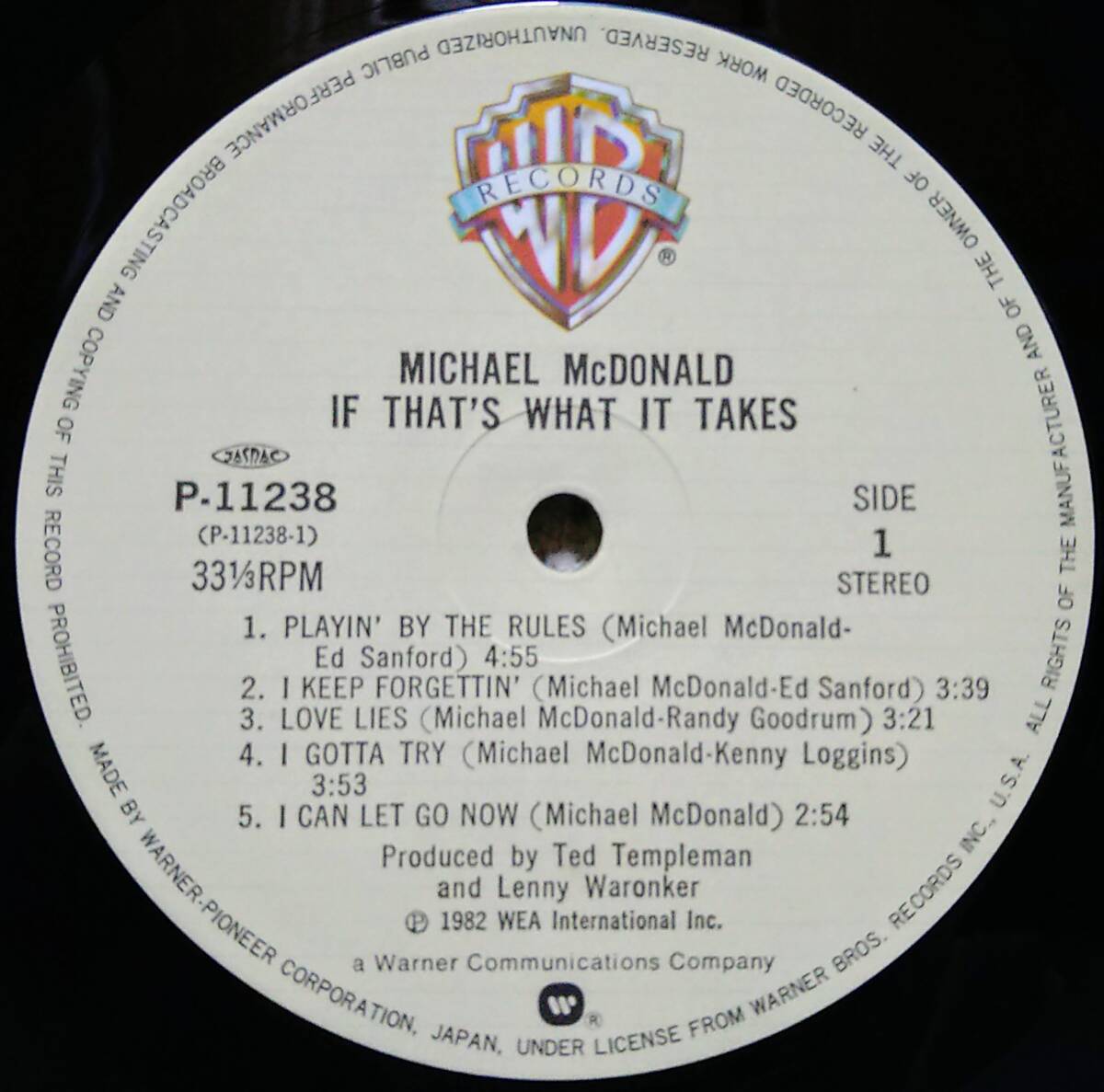 【LP AOR】Michael McDonald（マイケル・マクドナルド）「If That's What It Takes」JPN盤_Side1