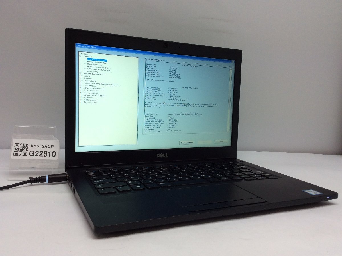  Junk / Dell Latitude 7280 Intel Core i5-6200U memory 8.19GB SSD256.06GB [G22610]