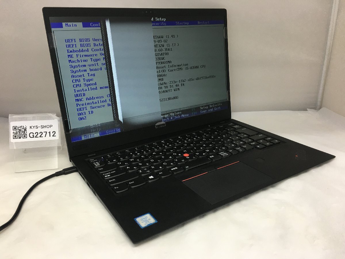 ジャンク/ LENOVO 20KGS5KF00 ThinkPad X1 Carbon 6th Intel Core i5-8350U メモリ8.19GB SSD128.03GB 【G22712】の画像1
