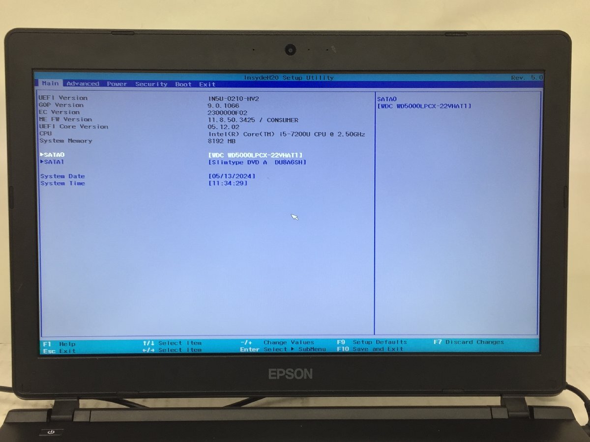 ジャンク/ EPSON Endeavor NJ4100E Intel Core i5-7200U メモリ8.19GB HDD500.1GB 【G23597】_画像7