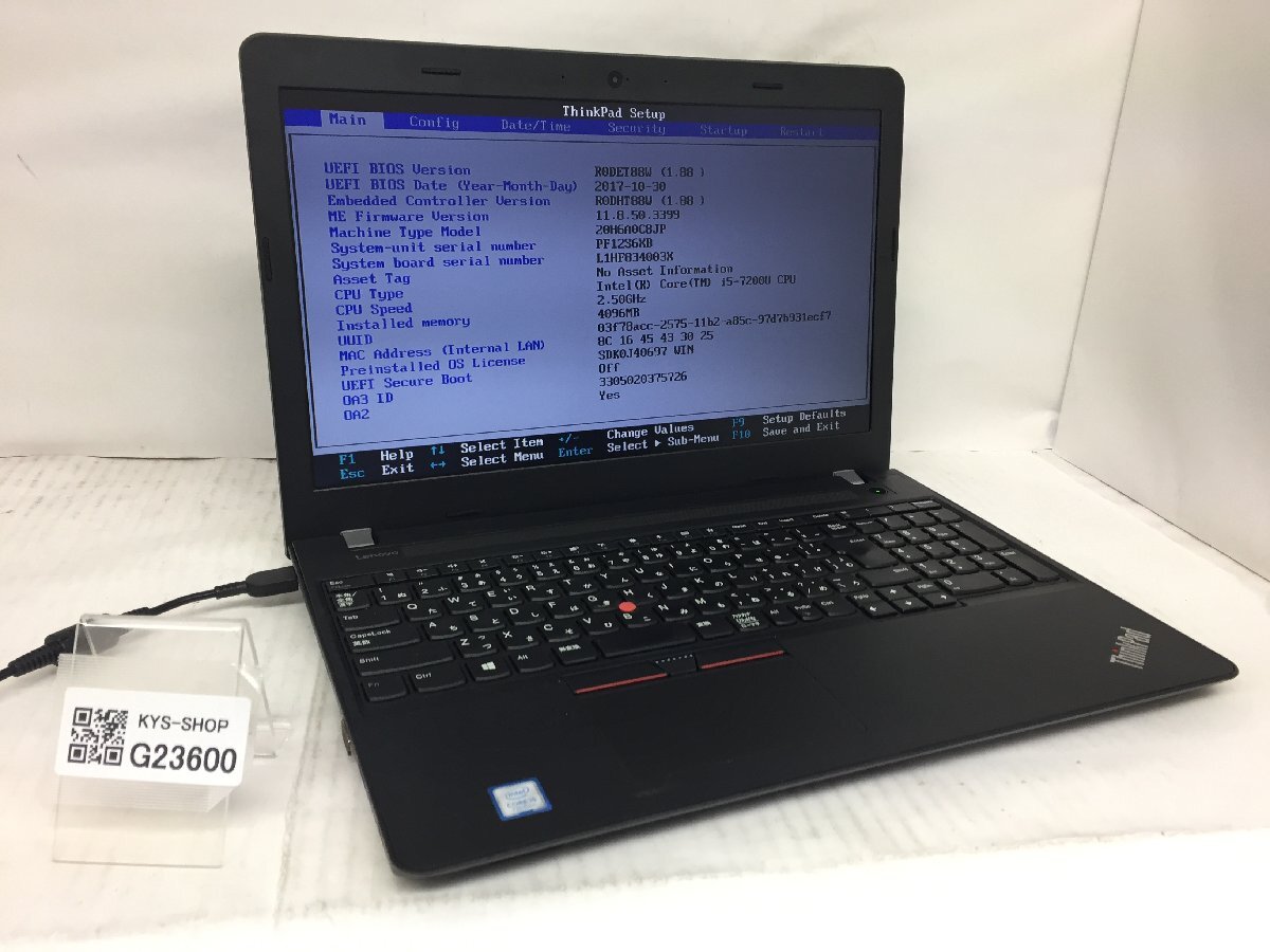 ジャンク/ LENOVO 20H6A0C8JP ThinkPad E570 Intel Core i5-7200U メモリ4.1GB ストレージ無し 【G23600】_画像1