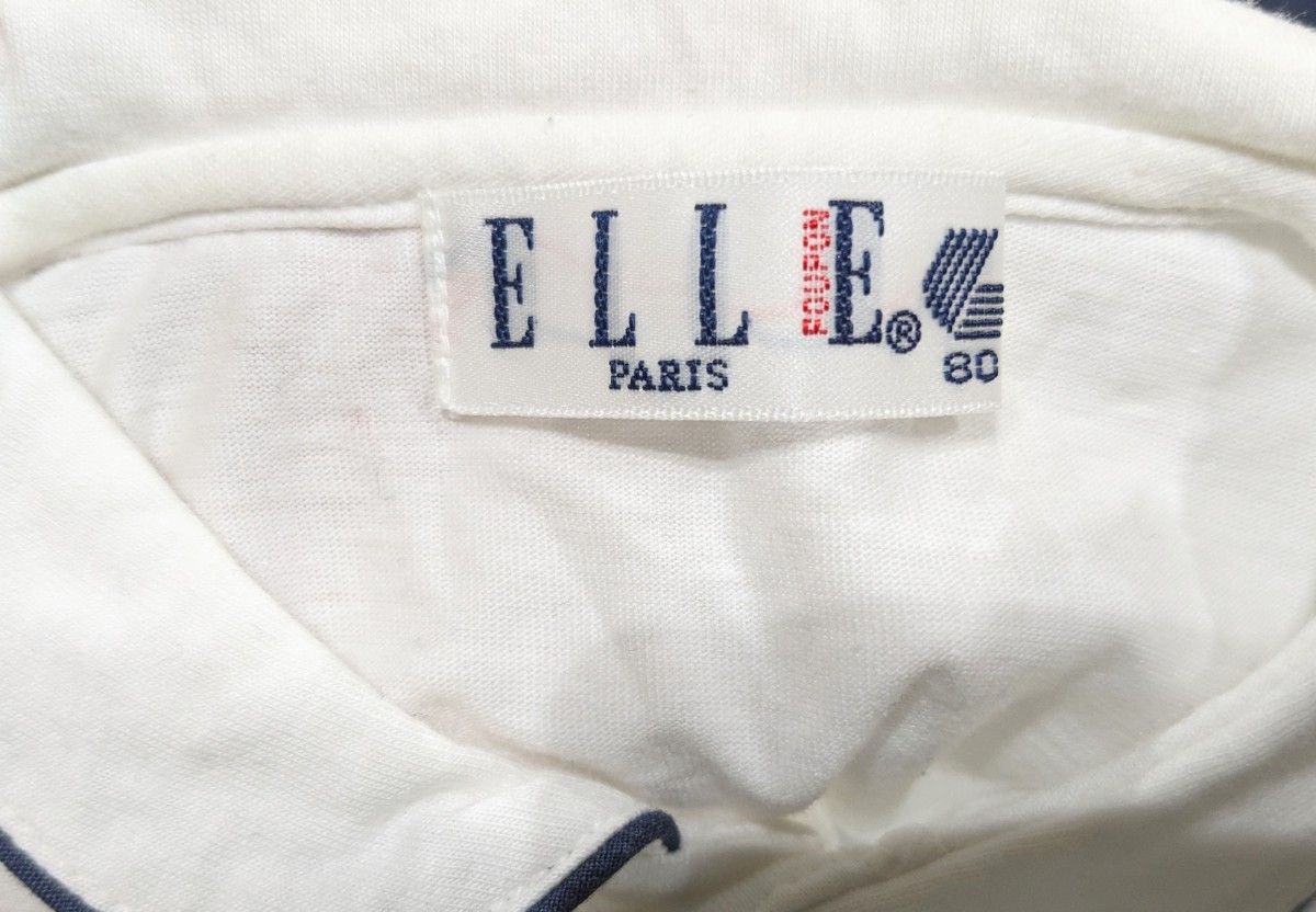 ELLE   エル　 白 半袖　前開き　ブラウス　Tシャツ　80　お出かけ　ミキハウス　靴下　9〜10