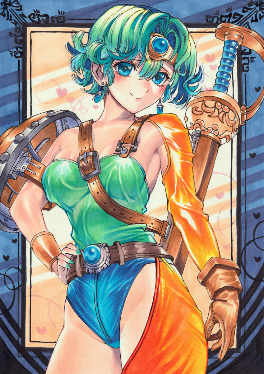 手描同人：ソフィア★DRAGONQUESTⅣ　ドラクエ　約Ａ4ケント紙 コピック　絵　手描きイラスト　同人手描きイラスト_画像5