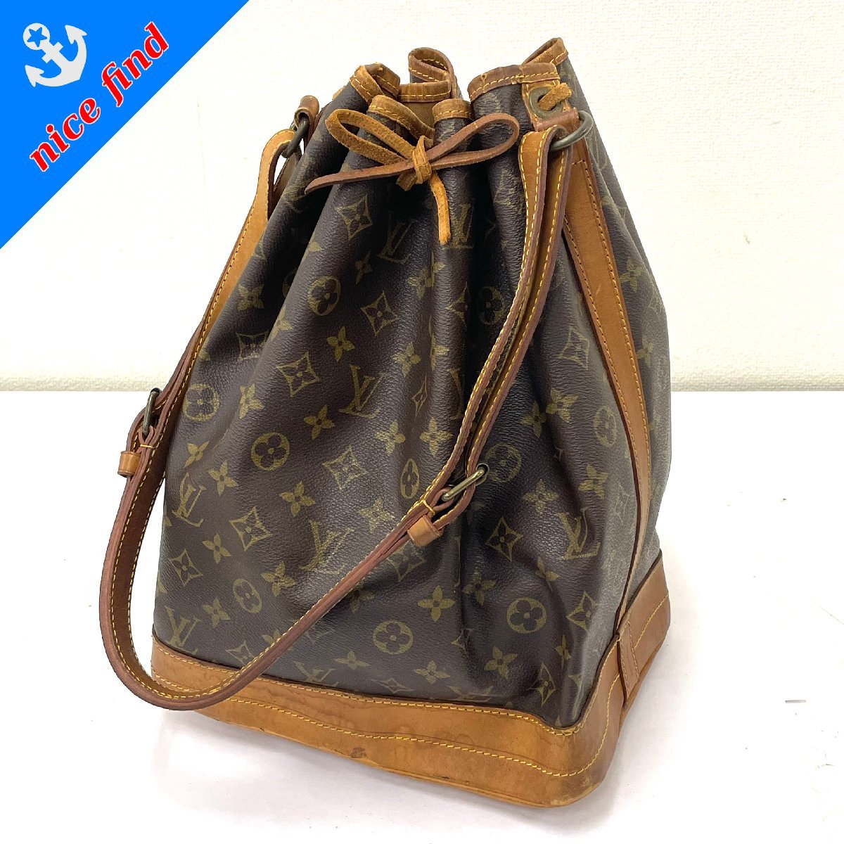 ◆ルイ ヴィトン LOUIS VUITTON◆モノグラム ノエ M42224 巾着型 ショルダーバッグ ブラウン レザー レディース_画像1